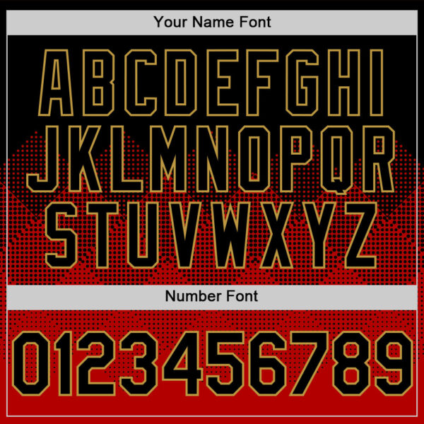 Custom Black Red-Old Gold 3D Pattern Design Gradient Square Shapes Authentic Baseball Jersey