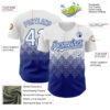 Custom White Royal 3D Pattern Design Gradient Square Shapes Authentic Baseball Jersey