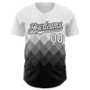 Custom White Black 3D Pattern Design Gradient Square Shapes Authentic Baseball Jersey