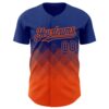Custom Royal Orange 3D Pattern Design Gradient Square Shapes Authentic Baseball Jersey