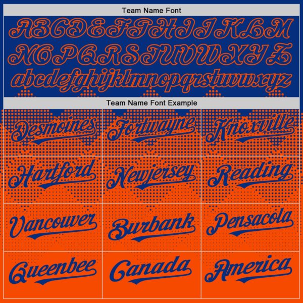 Custom Royal Orange 3D Pattern Design Gradient Square Shapes Authentic Baseball Jersey