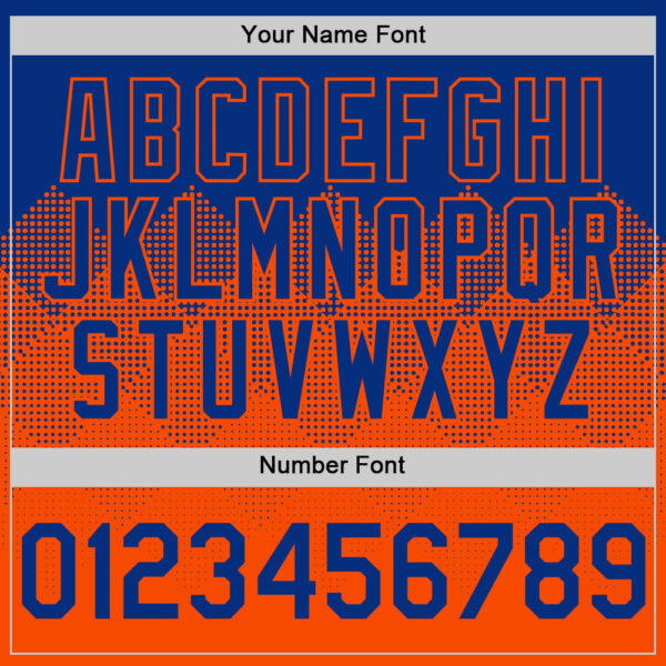 Custom Royal Orange 3D Pattern Design Gradient Square Shapes Authentic Baseball Jersey