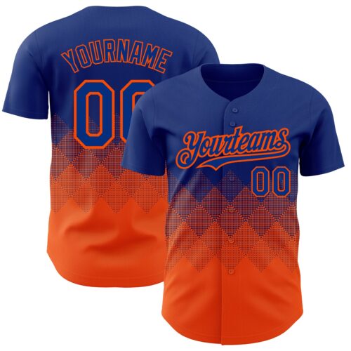 3DPattern2242 Custom Royal Orange 3D Pattern Design Gradient Square Shapes Authentic Baseball Jersey