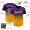 Custom Purple Gold 3D Pattern Design Gradient Square Shapes Authentic Baseball Jersey