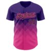 Custom Purple Black-Pink 3D Pattern Design Gradient Square Shapes Authentic Baseball Jersey