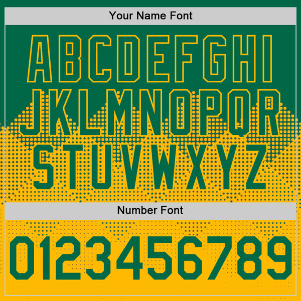 Custom Kelly Green Gold 3D Pattern Design Gradient Square Shapes Authentic Baseball Jersey