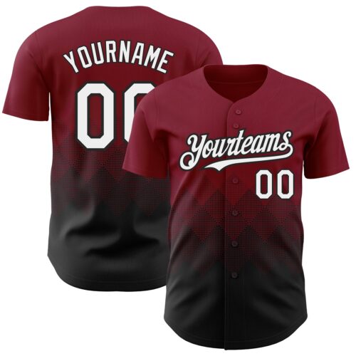 3DPattern2269 Custom Crimson White-Black 3D Pattern Design Gradient Square Shapes Authentic Baseball Jersey