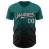 Custom Teal Gray-Black 3D Pattern Design Gradient Square Shapes Authentic Baseball Jersey