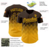 Custom Brown Gold 3D Pattern Design Gradient Square Shapes Authentic Baseball Jersey