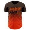 Custom Brown Orange 3D Pattern Design Gradient Square Shapes Authentic Baseball Jersey