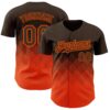 Custom Brown Orange 3D Pattern Design Gradient Square Shapes Authentic Baseball Jersey