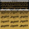 Custom Black Old Gold 3D Pattern Design Gradient Square Shapes Authentic Baseball Jersey
