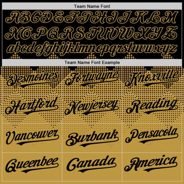 Custom Black Old Gold 3D Pattern Design Gradient Square Shapes Authentic Baseball Jersey
