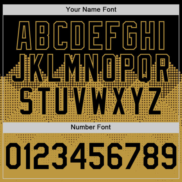 Custom Black Old Gold 3D Pattern Design Gradient Square Shapes Authentic Baseball Jersey