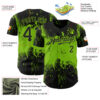 Custom Black Neon Green 3D Pattern Design Abstract Splatter Grunge Art Authentic Baseball Jersey