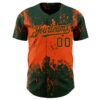 Custom Green Orange 3D Pattern Design Abstract Splatter Grunge Art Authentic Baseball Jersey