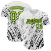 Custom White Neon Green-Black 3D Pattern Design Abstract Splash Authentic Baseball Jersey