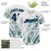 Custom White Navy-Teal 3D Pattern Design Abstract Splash Authentic Baseball Jersey