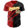Custom Graffiti Pattern Black Red-Gold 3D Scratch Authentic Baseball Jersey
