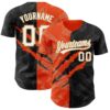 Custom Graffiti Pattern Black Orange-Old Gold 3D Scratch Authentic Baseball Jersey