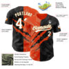 Custom Graffiti Pattern Black Orange-Old Gold 3D Scratch Authentic Baseball Jersey