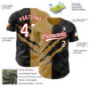 Custom Graffiti Pattern Black Old Gold-Red 3D Scratch Authentic Baseball Jersey