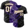 Custom Graffiti Pattern Black Purple-Old Gold 3D Scratch Authentic Baseball Jersey
