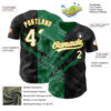 Custom Graffiti Pattern Black Kelly Green-Gold 3D Scratch Authentic Baseball Jersey