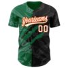 Custom Graffiti Pattern Black Kelly Green-Orange 3D Scratch Authentic Baseball Jersey