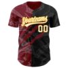 Custom Graffiti Pattern Black Crimson-Gold 3D Scratch Authentic Baseball Jersey
