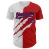 Custom Graffiti Pattern Royal-Red 3D Scratch Authentic Baseball Jersey