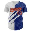 Custom Graffiti Pattern Orange-Royal 3D Scratch Authentic Baseball Jersey