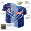 Custom Graffiti Pattern Royal Light Blue-Red 3D Scratch Authentic Baseball Jersey