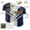 Custom Graffiti Pattern Navy-Gold 3D Scratch Authentic Baseball Jersey