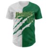 Custom Graffiti Pattern Kelly Green-Old Gold 3D Scratch Authentic Baseball Jersey