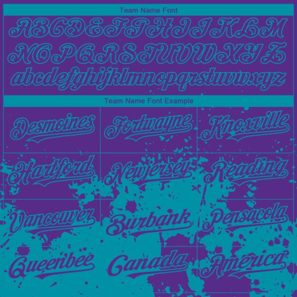 Custom Purple Teal 3D Pattern Design Abstract Splash Grunge Art Authentic Baseball Jersey