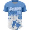 Custom Light Blue White 3D Pattern Design Abstract Splash Grunge Art Authentic Baseball Jersey