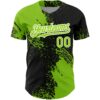 Custom Black Neon Green-White 3D Pattern Design Abstract Brush Stroke Authentic Baseball Jersey