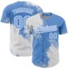 Custom Light Blue White 3D Pattern Design Abstract Brush Stroke Authentic Baseball Jersey