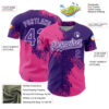 Custom Purple Pink-White 3D Pattern Design Abstract Brush Stroke Authentic Baseball Jersey