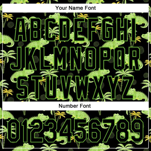 Custom Black Aurora Green 3D Pattern Design Crocodile And Tropical Hawaii Palm Trees Authentic Baseball Jersey