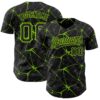 Custom Black Neon Green 3D Pattern Design Abstract Network Authentic Baseball Jersey