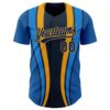 Custom Royal Navy-Old Gold 3D Pattern Design Side Stripes Authentic Baseball Jersey