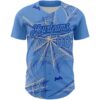 Custom Light Blue Cream-Royal 3D Pattern Design Spider Web Authentic Baseball Jersey