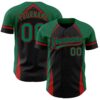 Custom Black Kelly Green-Red 3D Pattern Design Curve Solid Authentic Baseball Jersey