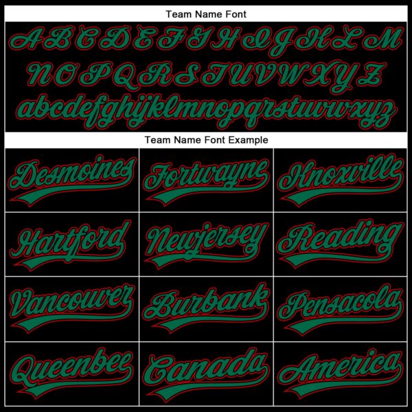 Custom Black Kelly Green-Red 3D Pattern Design Curve Solid Authentic Baseball Jersey