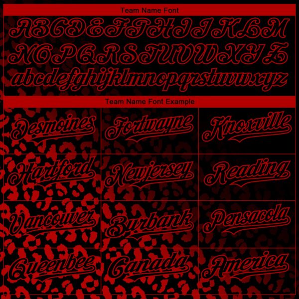 Custom Black Red 3D Pattern Design Leopard Print Fade Fashion Authentic Baseball Jersey