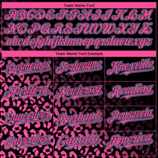 Custom Black Light Blue-Pink 3D Pattern Design Leopard Print Fade Fashion Authentic Baseball Jersey