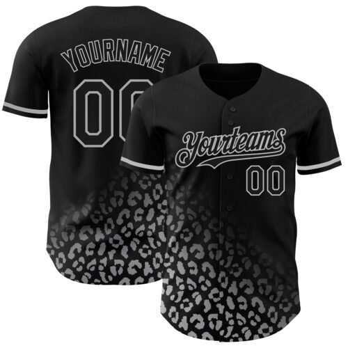 3DPattern2918 Custom Black Gray 3D Pattern Design Leopard Print Fade Fashion Authentic Baseball Jersey