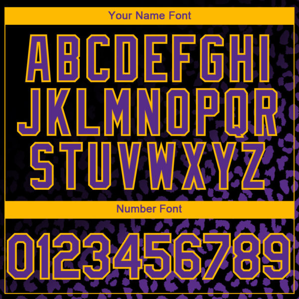 Custom Black Purple-Gold 3D Pattern Design Leopard Print Fade Fashion Authentic Baseball Jersey